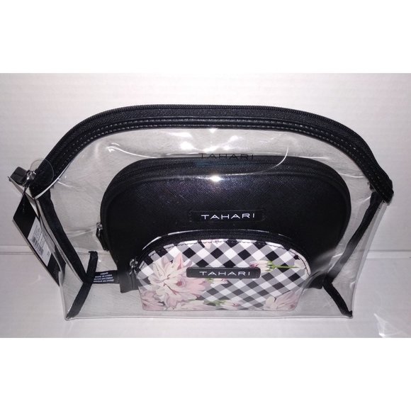 COPY - Tahari Set of 3 Cosmetics Bags - Gingham Floral NWT - Picture 4 of 7